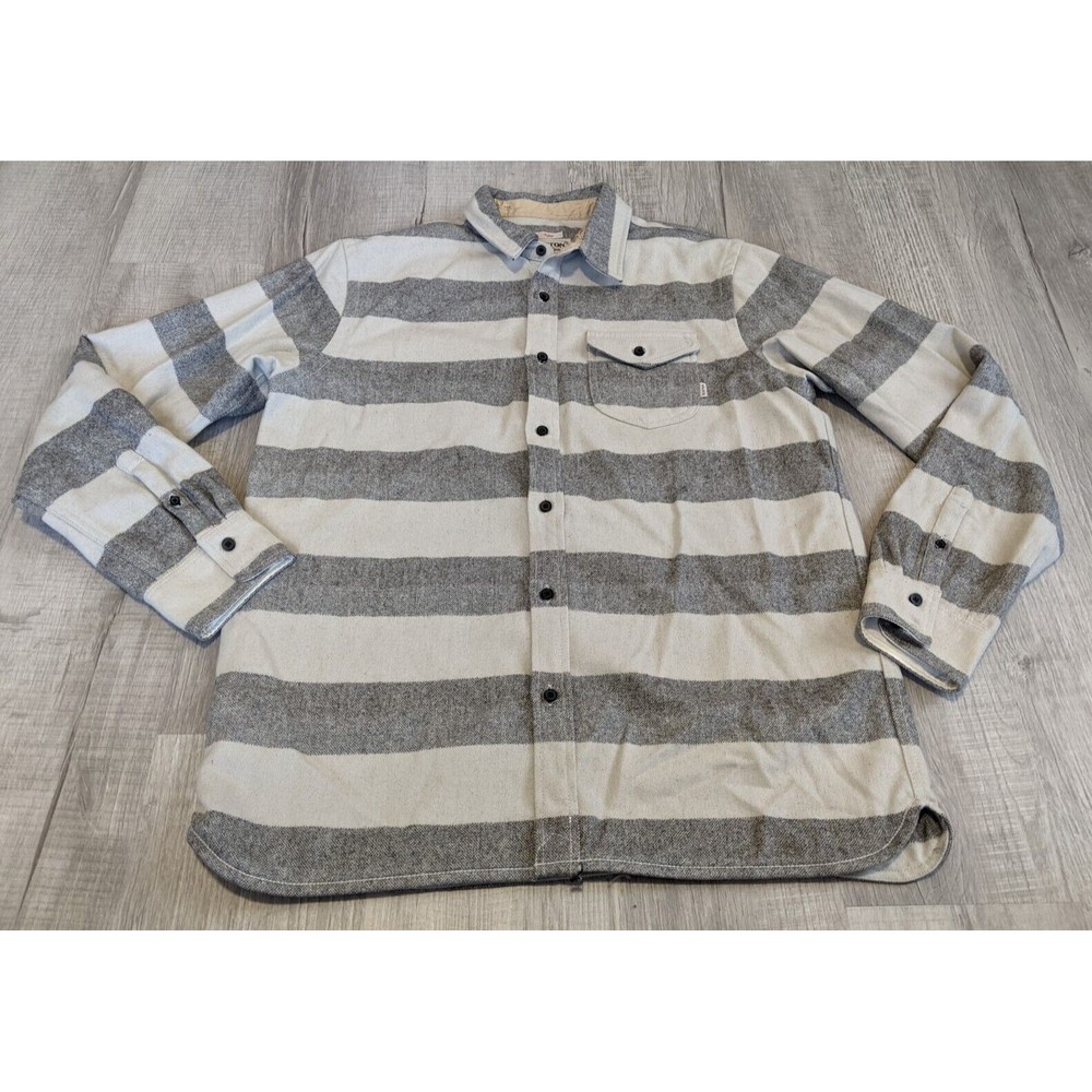 Burton Gray and White Striped Shirt Jacket